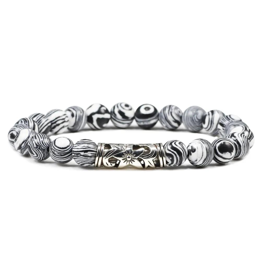 Black Lava Tiger Eye Weathered Stone Bracelets Bangles Classic Owl Beaded Natural Charm Bracelet for Women and Men Yoga Jewelry