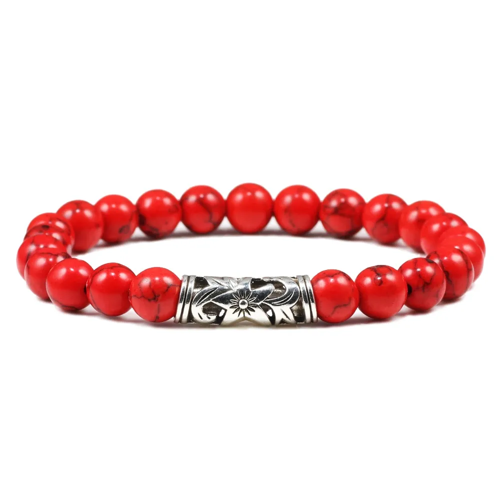 Black Lava Tiger Eye Weathered Stone Bracelets Bangles Classic Owl Beaded Natural Charm Bracelet for Women and Men Yoga Jewelry