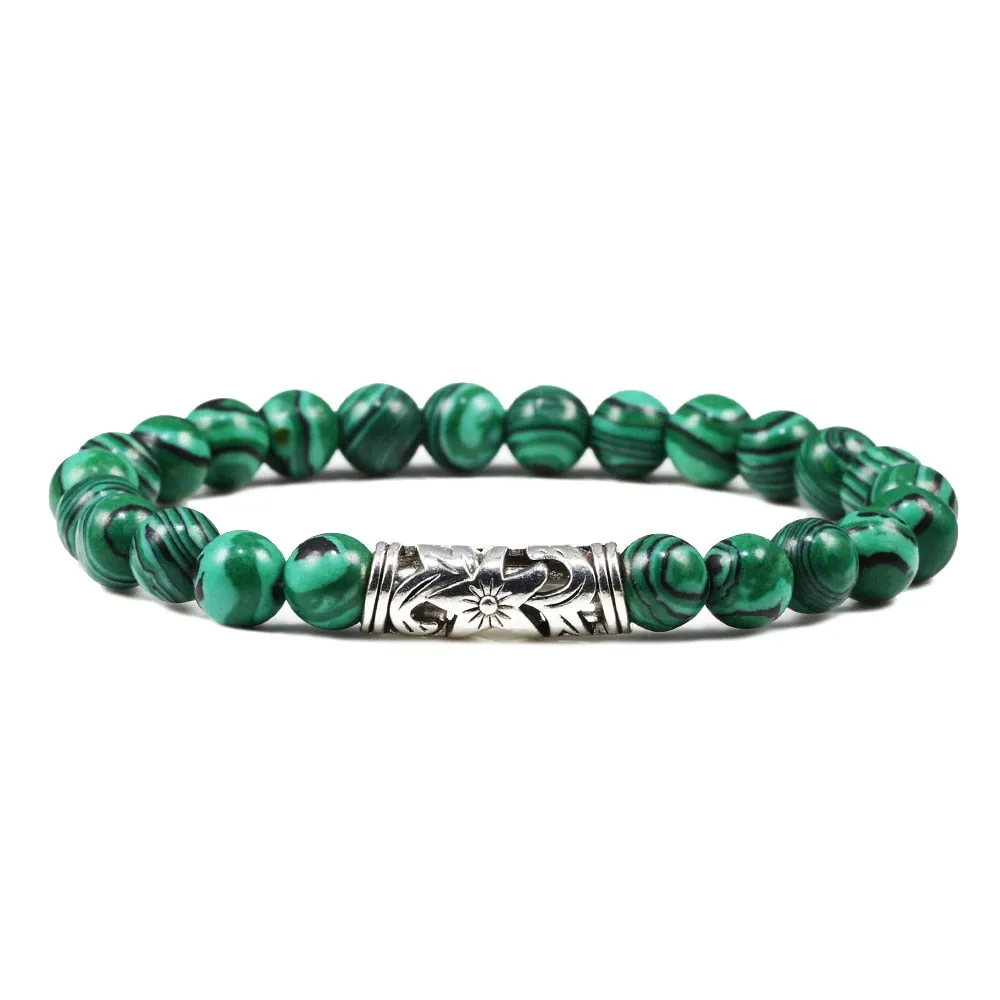 Black Lava Tiger Eye Weathered Stone Bracelets Bangles Classic Owl Beaded Natural Charm Bracelet for Women and Men Yoga Jewelry