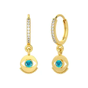 Blue Eyes Sterling Silver Earrings plated in 18K Gold