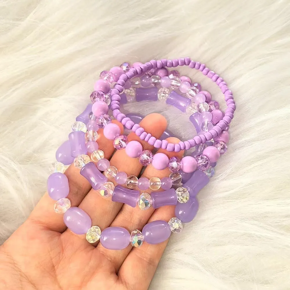 Bohemian Beaded Stretch Bracelet Handmade Colorful Glass Bracelet for Women Mens Multicolor Crystal Beads Bracelet Elastic Bead Beach Anklets Jewelry