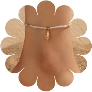 Bohemian Scallop Anklet Seed Bead Ankle Bracelets Handmade Beaded Anklets Summer Beach Foot Chain Jewelry for Women and Teen