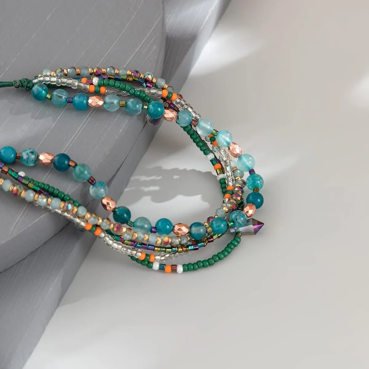 Boho Anklet Braided Beaded Ankle Bracelets for Women Beach Summer Plus Size Adjustable Draw String for Women