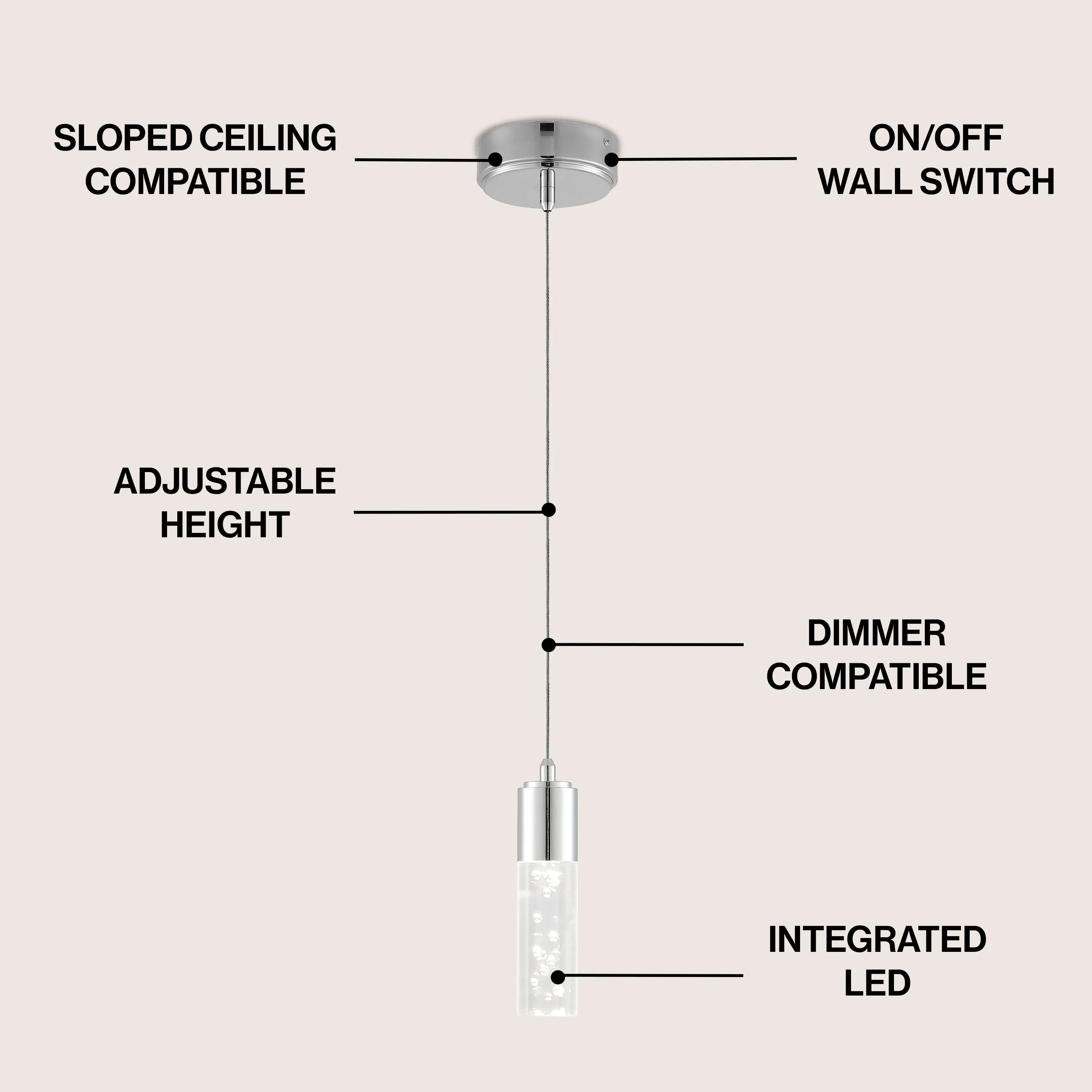 Bolha 4.75" Bubble Acrylic/Iron Modern Minimalist Integrated LED Pendant