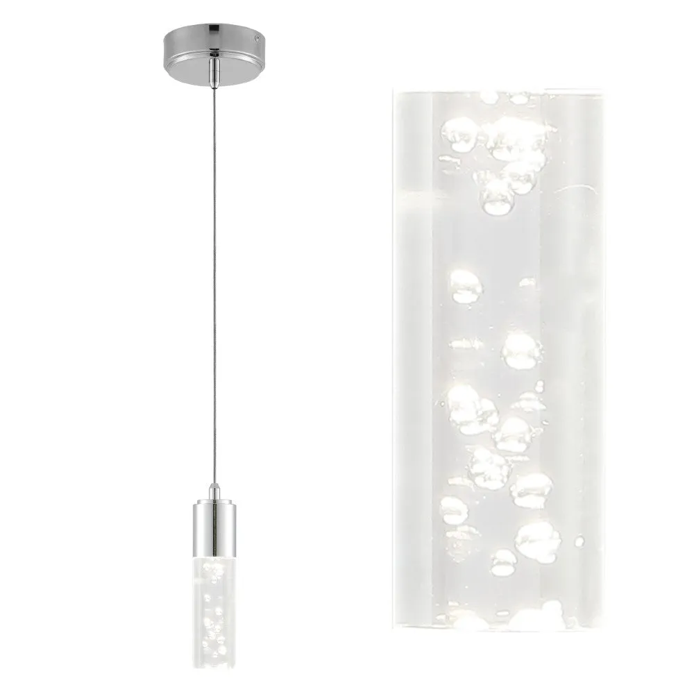 Bolha 4.75" Bubble Acrylic/Iron Modern Minimalist Integrated LED Pendant