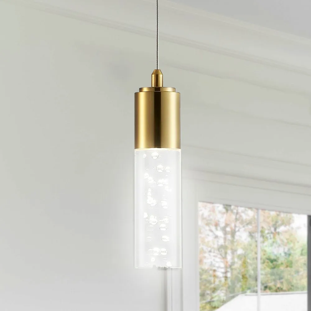 Bolha 4.75" Bubble Acrylic/Iron Modern Minimalist Integrated LED Pendant