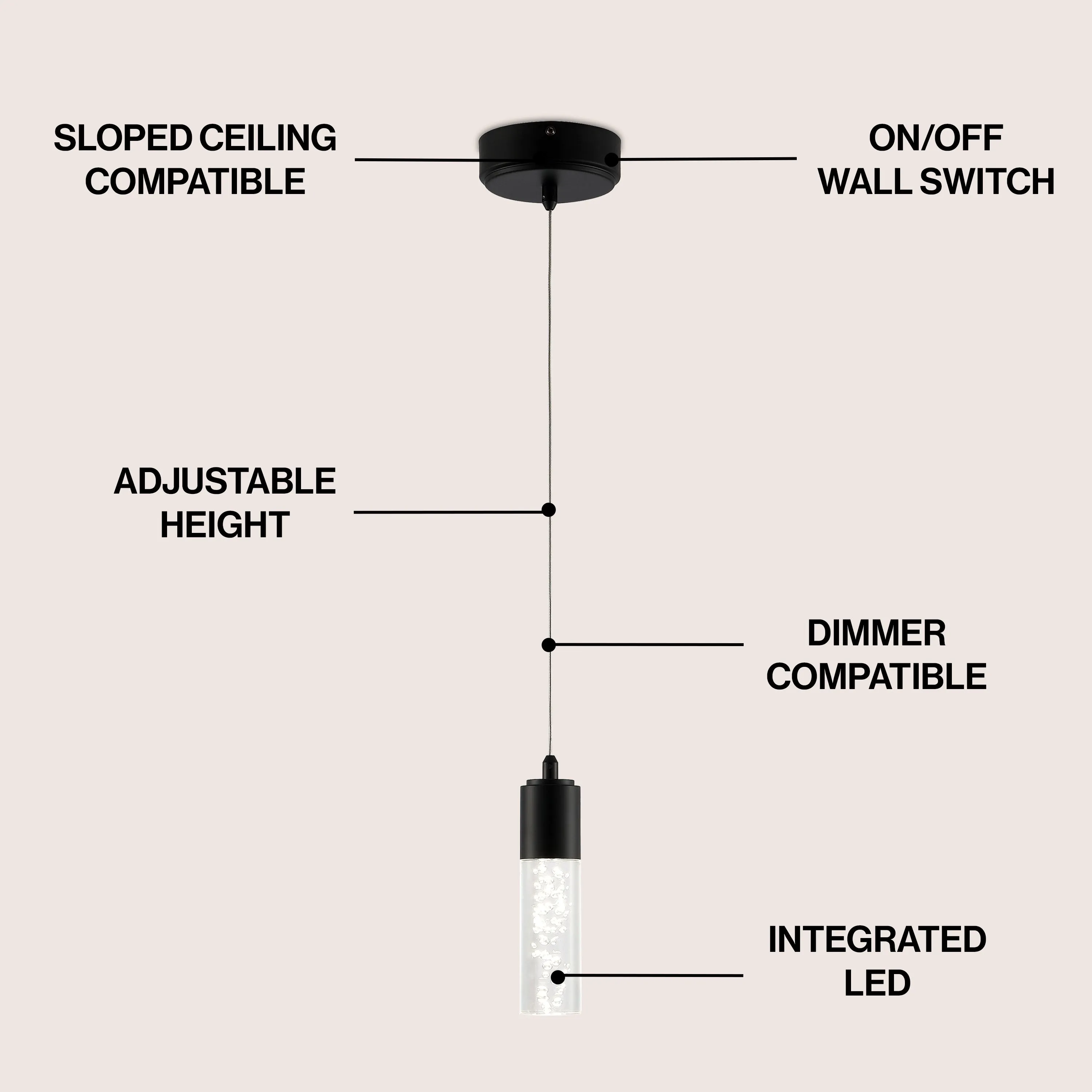 Bolha 4.75" Bubble Acrylic/Iron Modern Minimalist Integrated LED Pendant