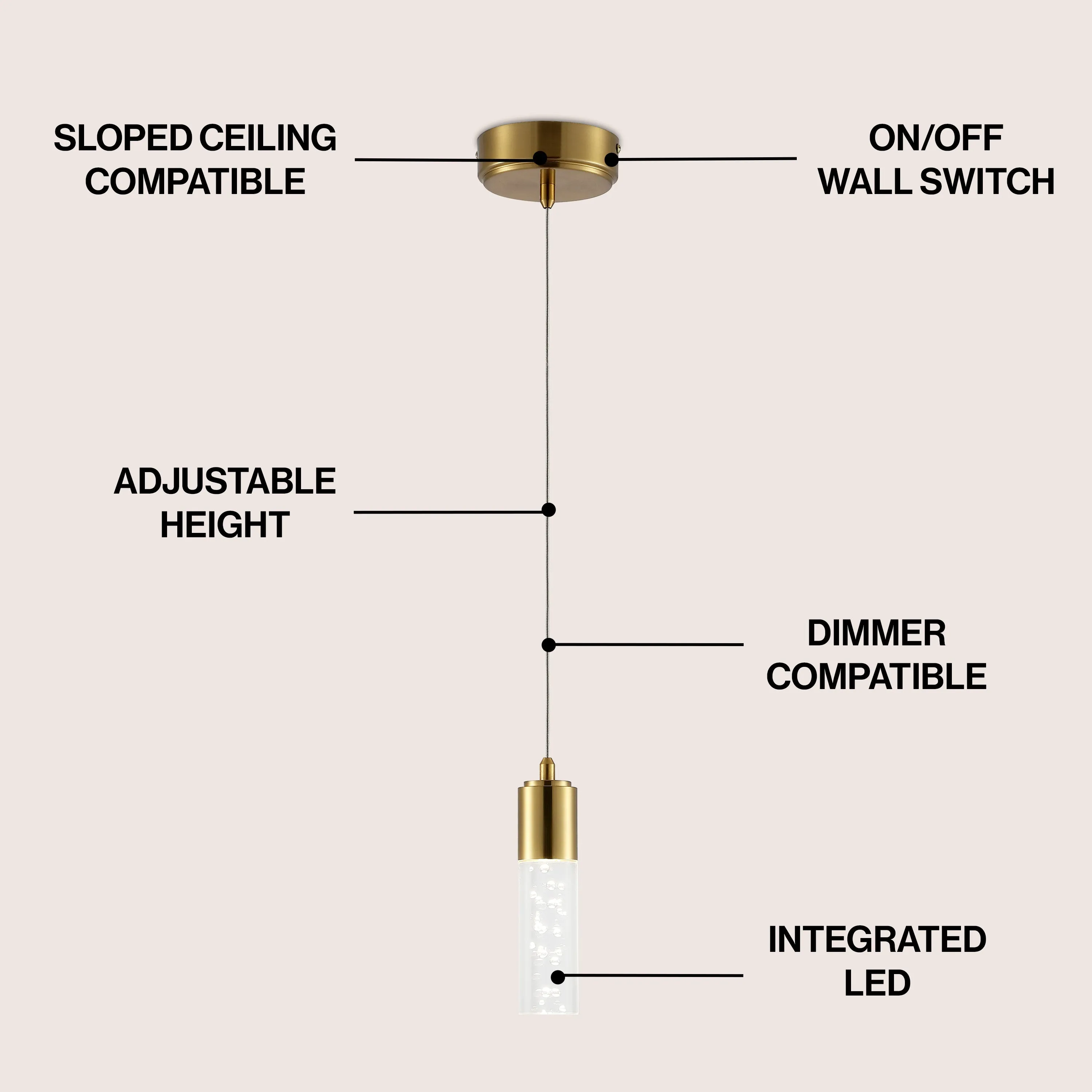 Bolha 4.75" Bubble Acrylic/Iron Modern Minimalist Integrated LED Pendant