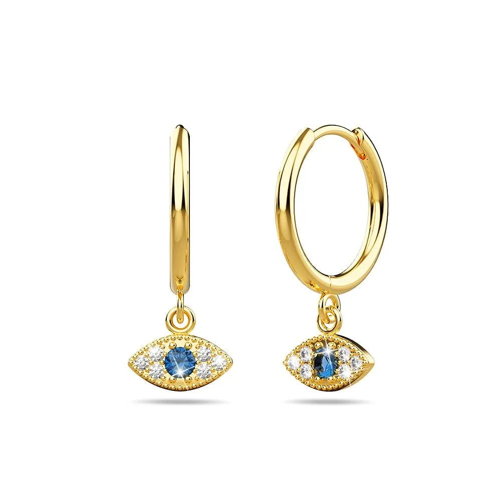 Boxed 3 Pairs Luxurious Solid 925 Sterling Silver Earrings Set in Gold