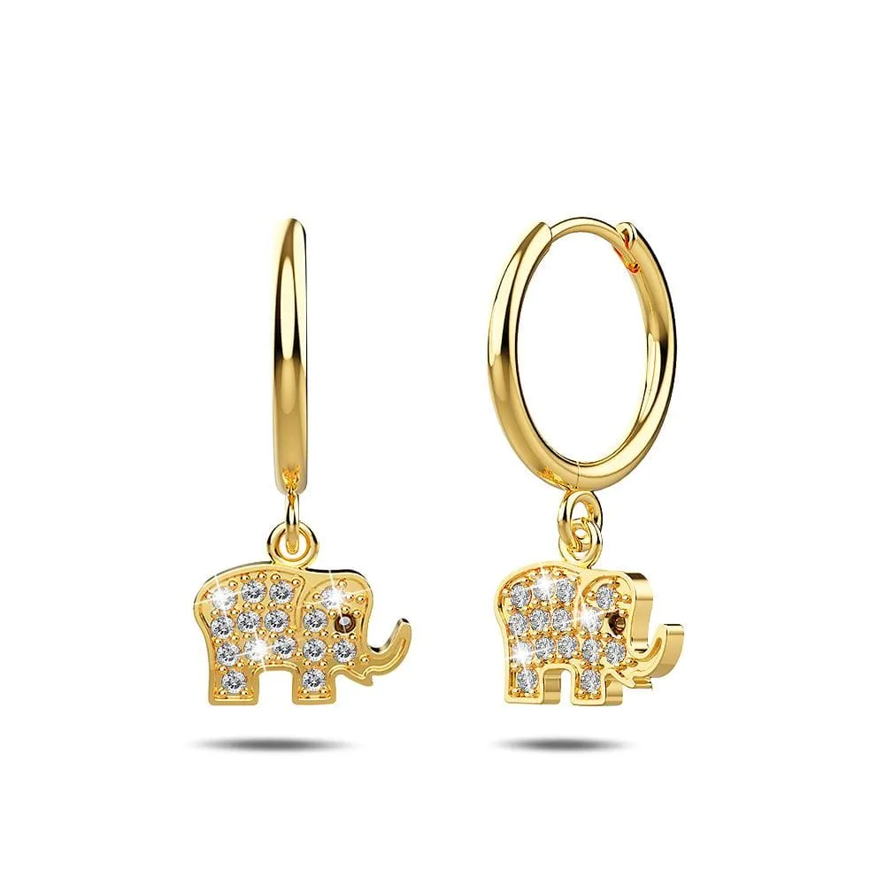 Boxed 3 Pairs Luxurious Solid 925 Sterling Silver Earrings Set in Gold