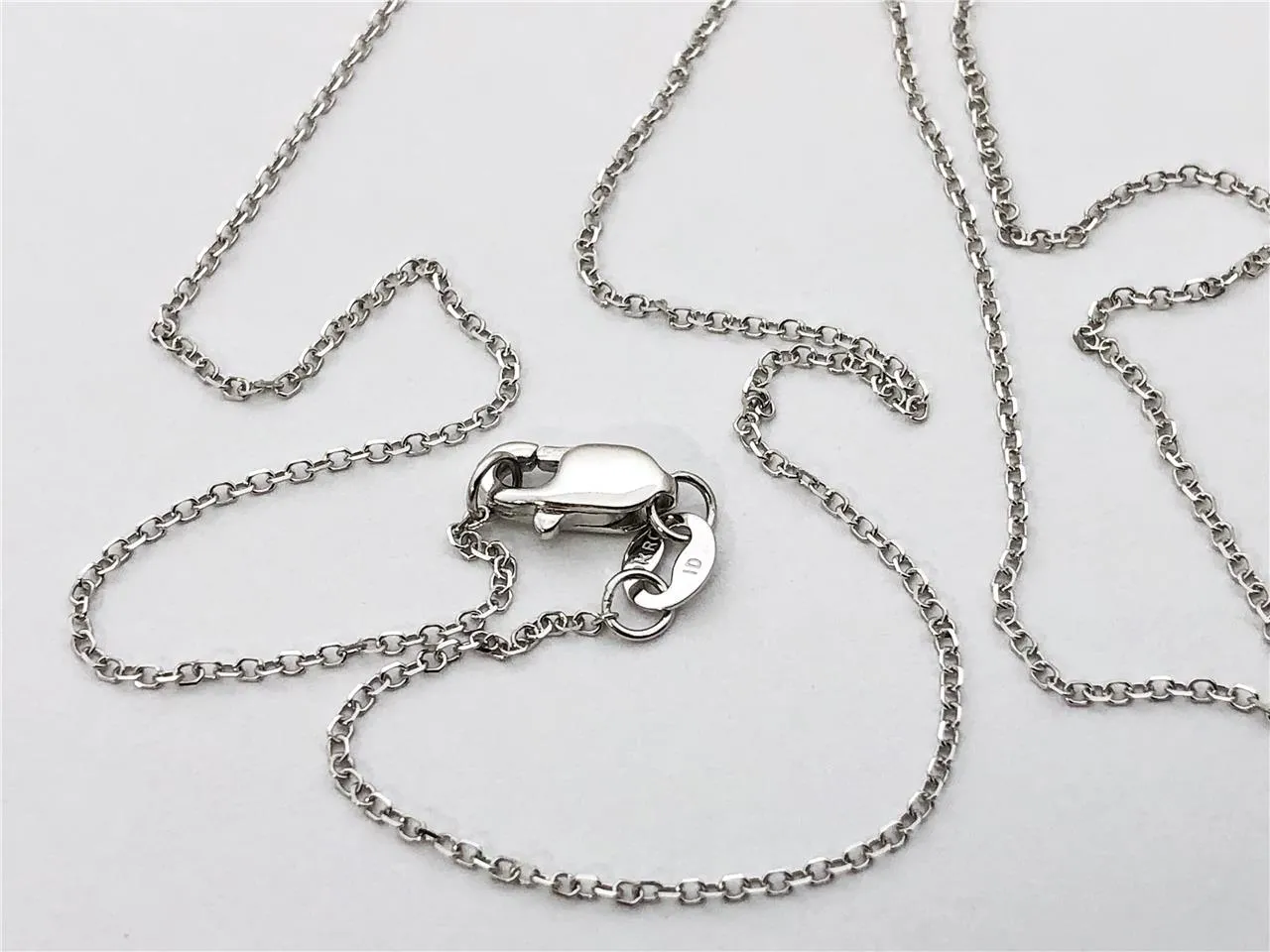 Cable Chain 10k Solid White Gold 16" 18" 20" - 0.8mm - Dainty Minimalist Diamond cut Pendant Chain For Women - Genuine 10kt Gold
