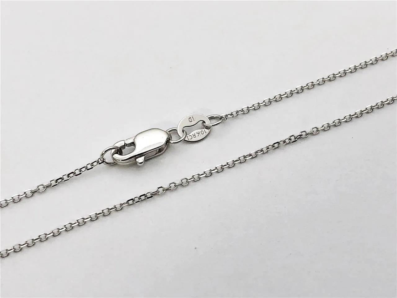Cable Chain 10k Solid White Gold 16" 18" 20" - 0.8mm - Dainty Minimalist Diamond cut Pendant Chain For Women - Genuine 10kt Gold