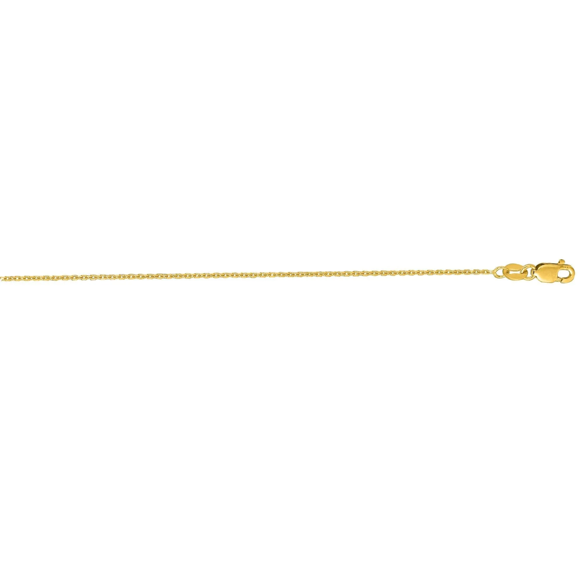 Cable Chain 14k Solid Yellow Gold 16" 18" 20" 24" - 0.8mm, - Dainty Minimalist Diamond cut Pendant Chain For Women - Genuine 14kt Gold