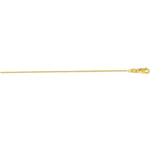 Cable Chain 14k Solid Yellow Gold 16" 18" 20" 24" - 0.8mm, - Dainty Minimalist Diamond cut Pendant Chain For Women - Genuine 14kt Gold