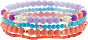 Caiyao Colorful Multilayer Beaded Stackable Bracelets Anklet Handmade Adjustable Turtle Starfish Elastic Stretch Anklets for Women Men Summer Beach Holiday Vacation Jewelry Gifts