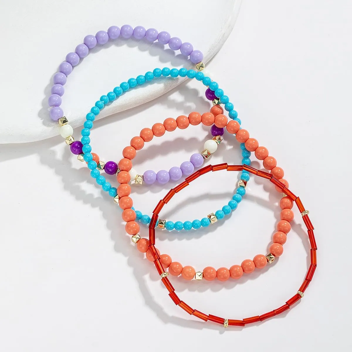 Caiyao Colorful Multilayer Beaded Stackable Bracelets Anklet Handmade Adjustable Turtle Starfish Elastic Stretch Anklets for Women Men Summer Beach Holiday Vacation Jewelry Gifts
