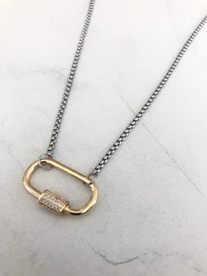 CARABINER - PAVÉ DEMI LOCK NECKLACE