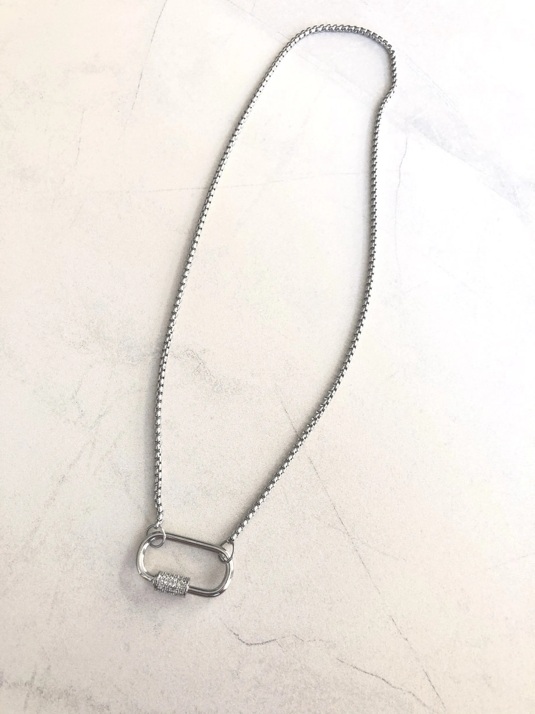 CARABINER - PAVÉ DEMI LOCK NECKLACE