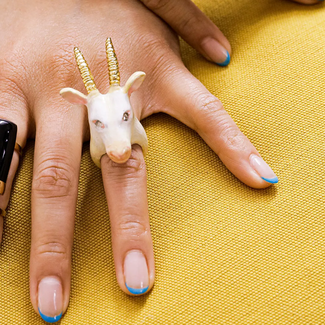 CERAMIC GOAT RING