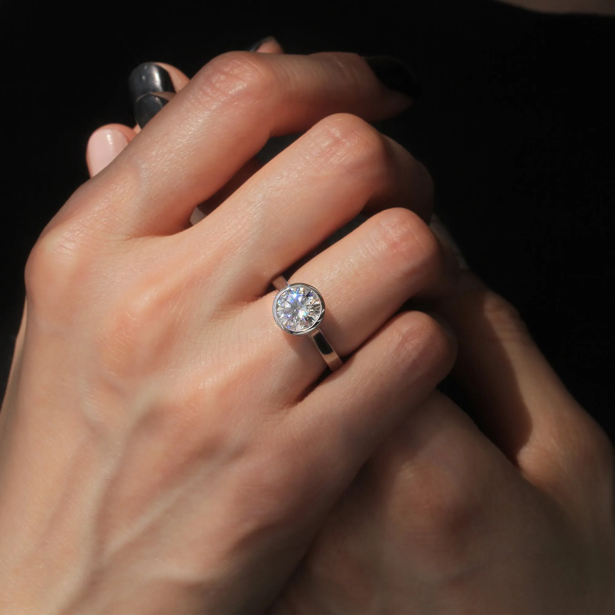 Chic 2 CT Moissanite Bezel & Eternity Bands Set