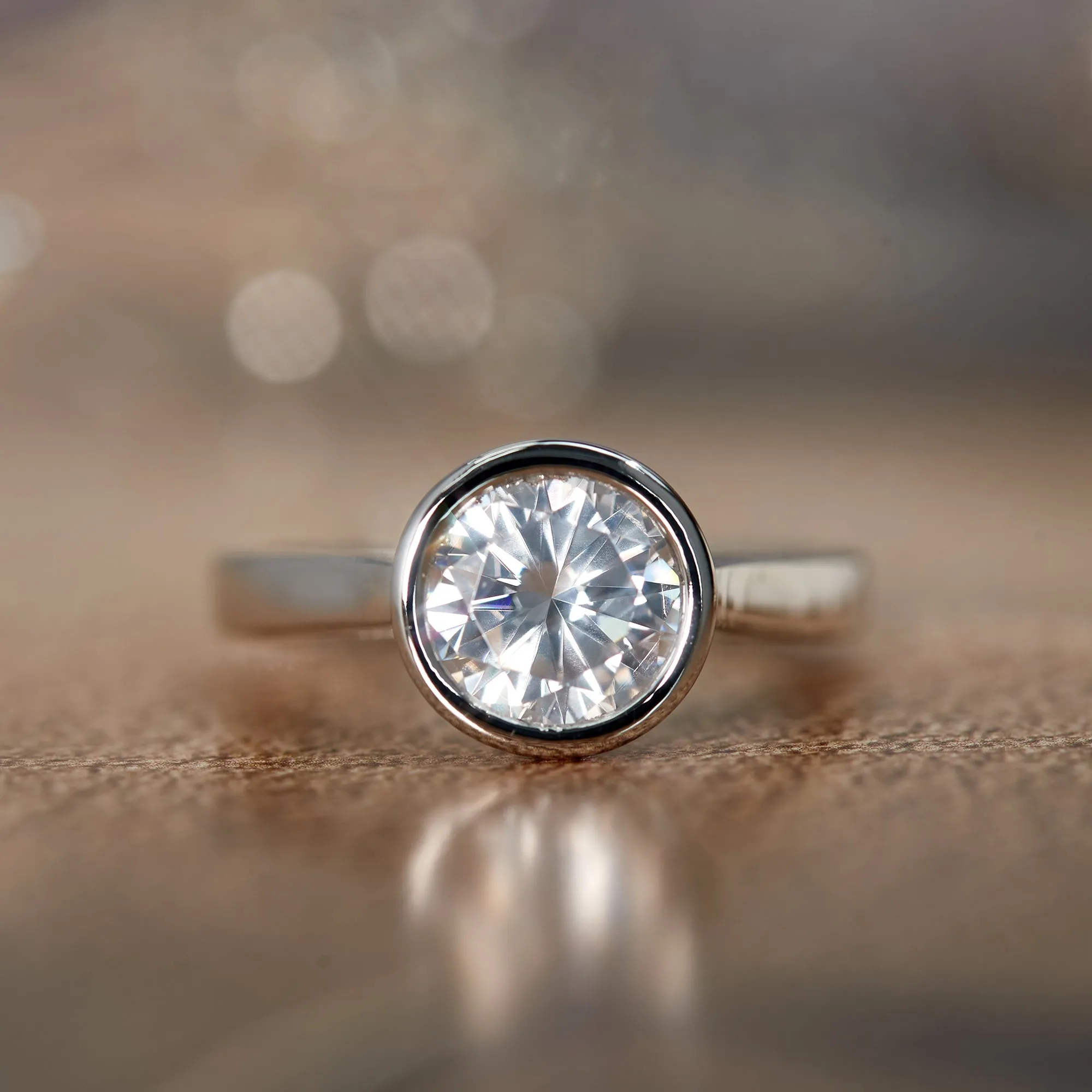 Chic 2 CT Moissanite Bezel & Eternity Bands Set
