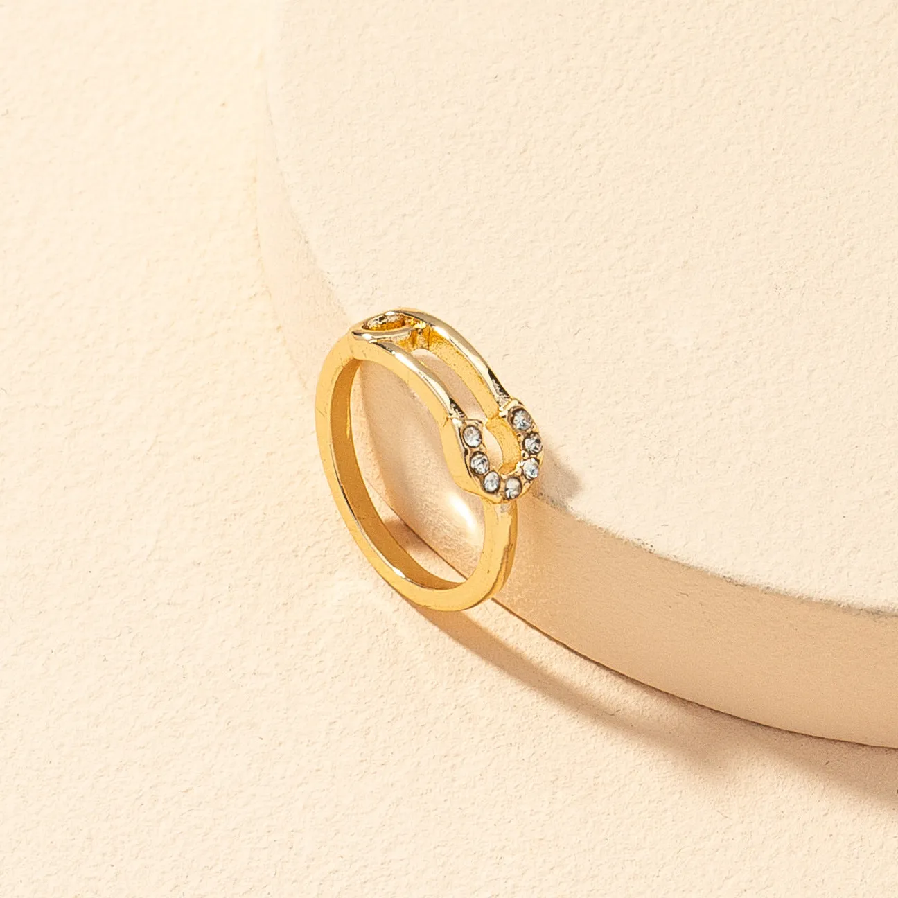 Chic Fusion Metal Ring Needles with Zircon Detail, Niche Urban Style Rings