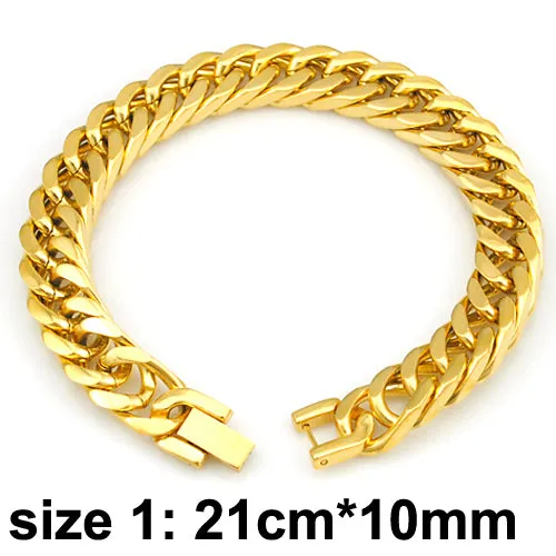 CHIMDOU Men Bracelet Silver Color / Gold Color Black Stainless Steel Bracelet & Bangle Male Accessory Hip Hop Party Rock Jewelry