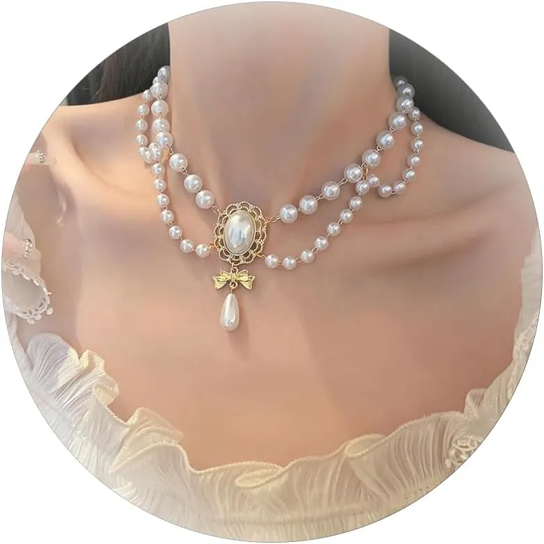 Chunky Pearl Necklaces for Women Baroque Pearl Choker Necklace Big Pearl Necklace Irregular Pearl Charm Necklace Pearl Statement Necklace Bridesmaid Wedding Jewelry