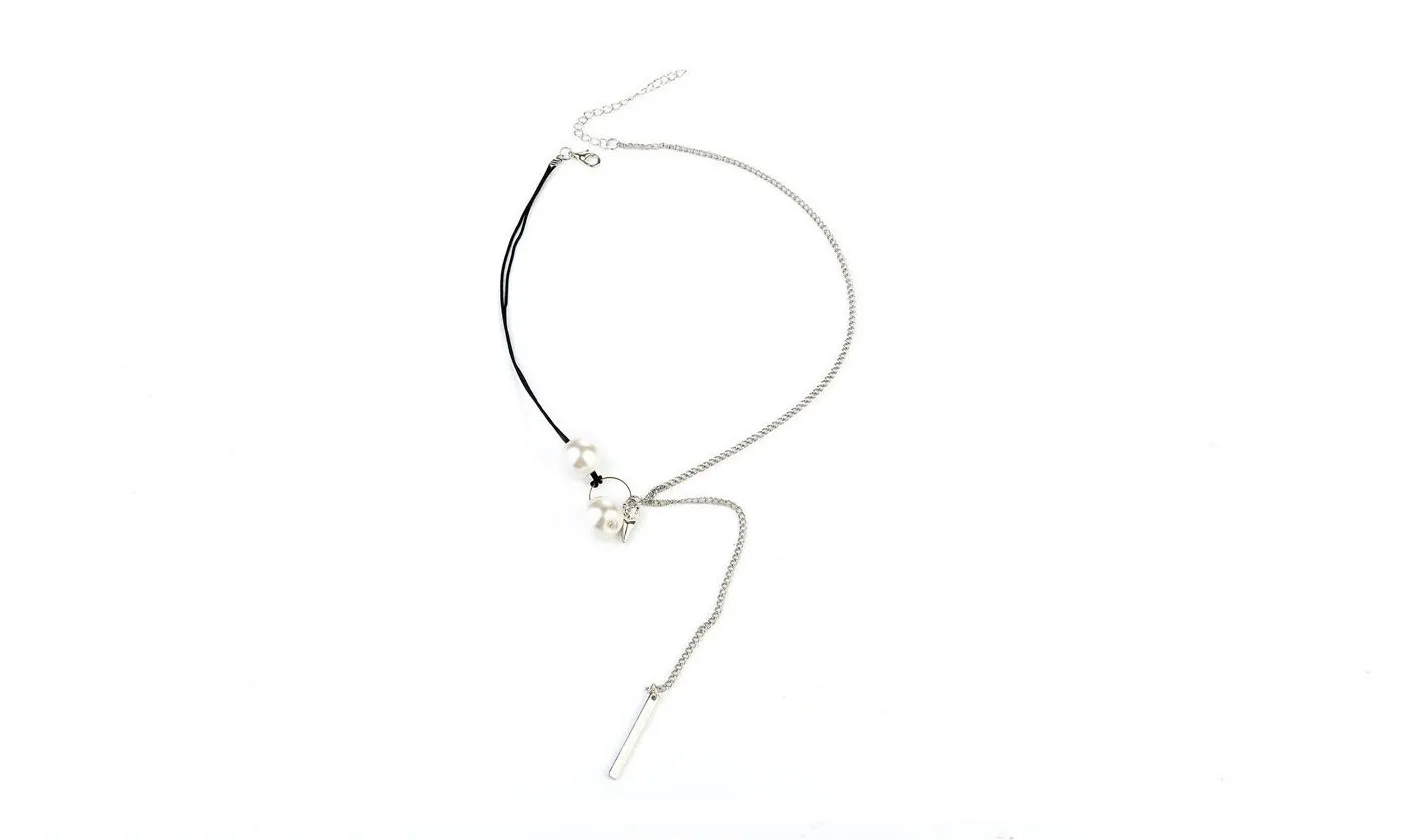 Circle Lariat  Pearl Pendant  Necklace For Women