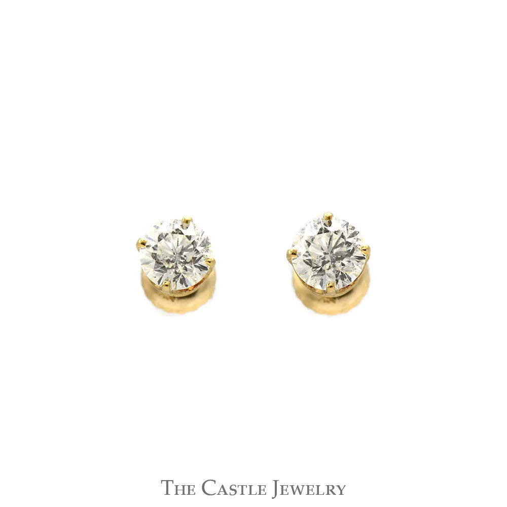Classic 1cttw Round Diamond Stud Earrings with 14k Yellow Gold Screw Back Posts