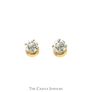 Classic 1cttw Round Diamond Stud Earrings with 14k Yellow Gold Screw Back Posts
