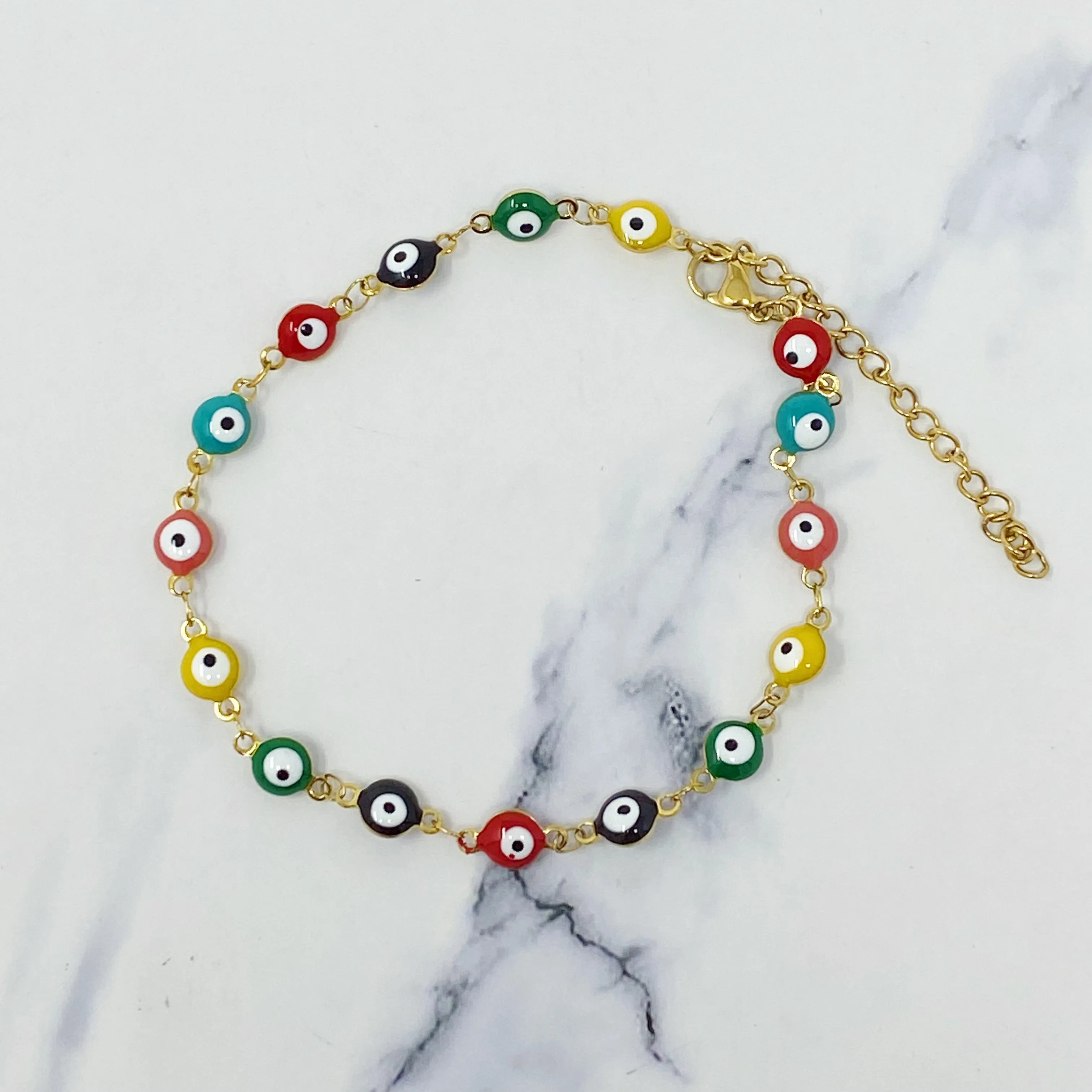 Colorful Eye Beaded Anklet
