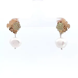 Coral and pearl drop earrings