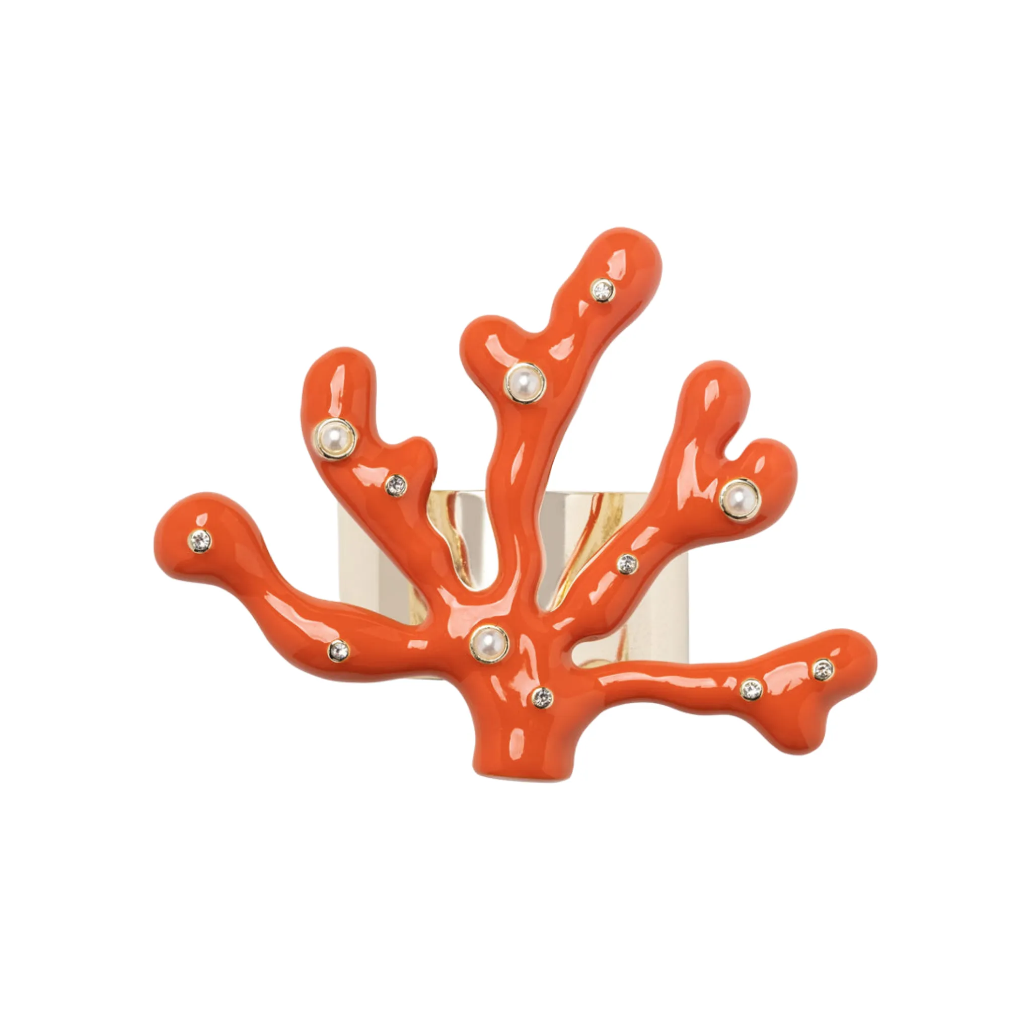 Coral Napkin Rings, Coral, Set of Four