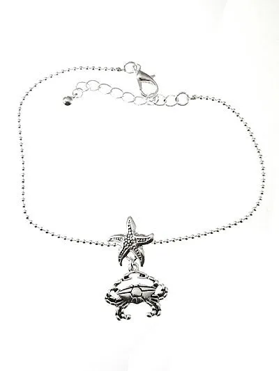 Crab & Starfish Chain Anklet Bracelet