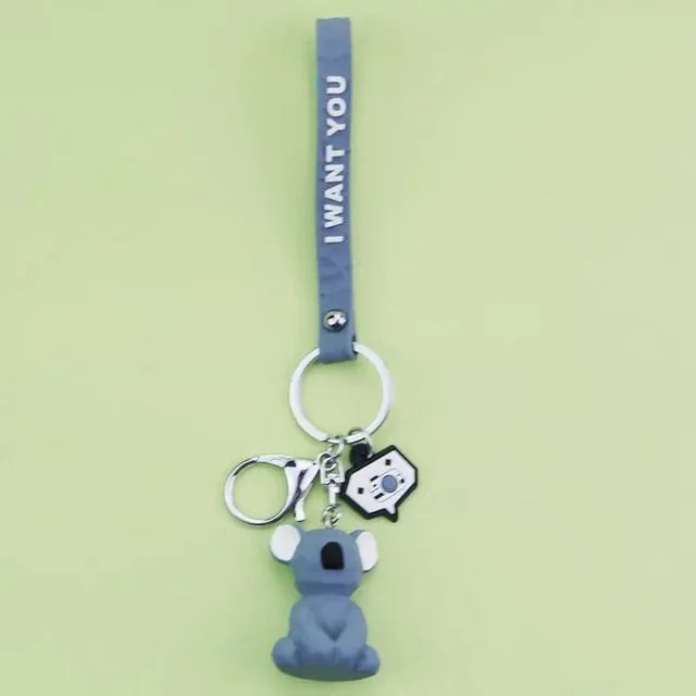 Creative Cartoon Geometric Faceted Dinosaur Panda Doll Keychain Couple Car Key Chain Backpack Hanging Gift