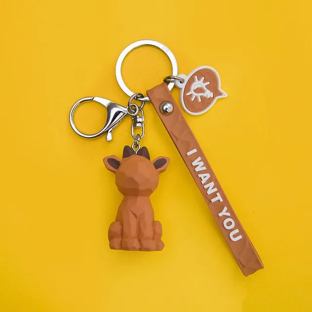 Creative Cartoon Geometric Faceted Dinosaur Panda Doll Keychain Couple Car Key Chain Backpack Hanging Gift