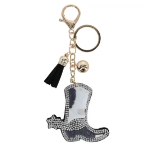 CTM® Women's Sparkle Black and White Cowboy Boot Bag Charm