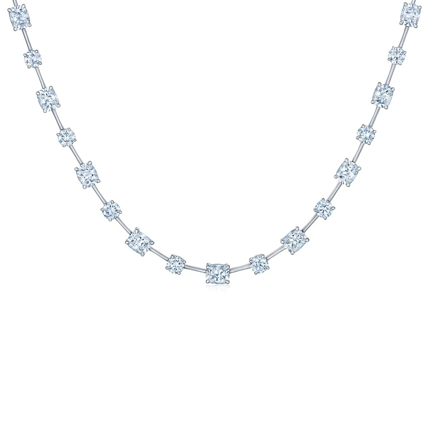Cushion and Round Diamond Necklace