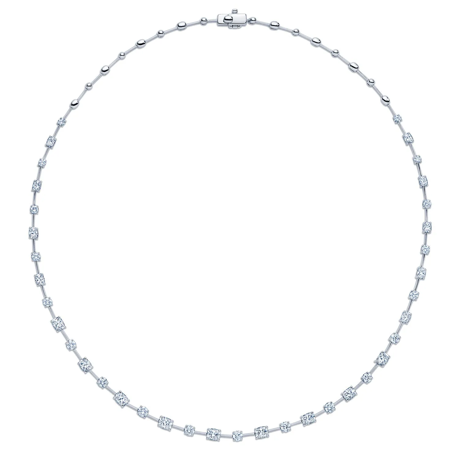 Cushion and Round Diamond Necklace