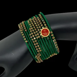 DARK GREEN thread GOLD Stone Studded 12 Bangles Jewelry Set | Bharatnatyam Kuchipudi Weddings, Birthdays |  Classical Dance Jewelry
