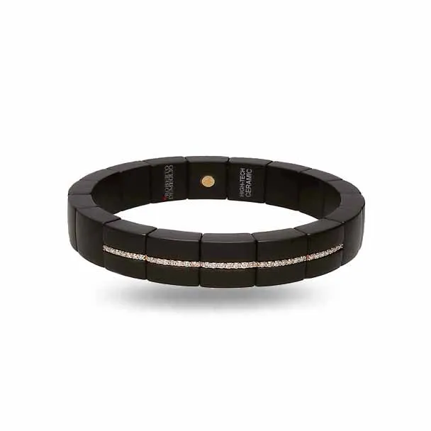 DEMEGLIO DOMINO BRACELET IN MATTE BLACK CERAMIC, 18CT ROSE GOLD AND BROWN DIAMONDS
