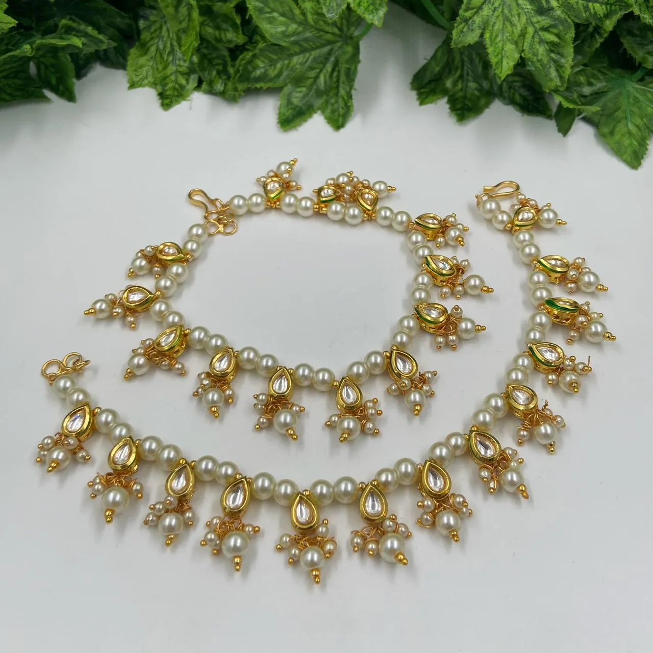 Designer Kundan And Beads Golden Payal Anklet For Ladies By Gehna Shop