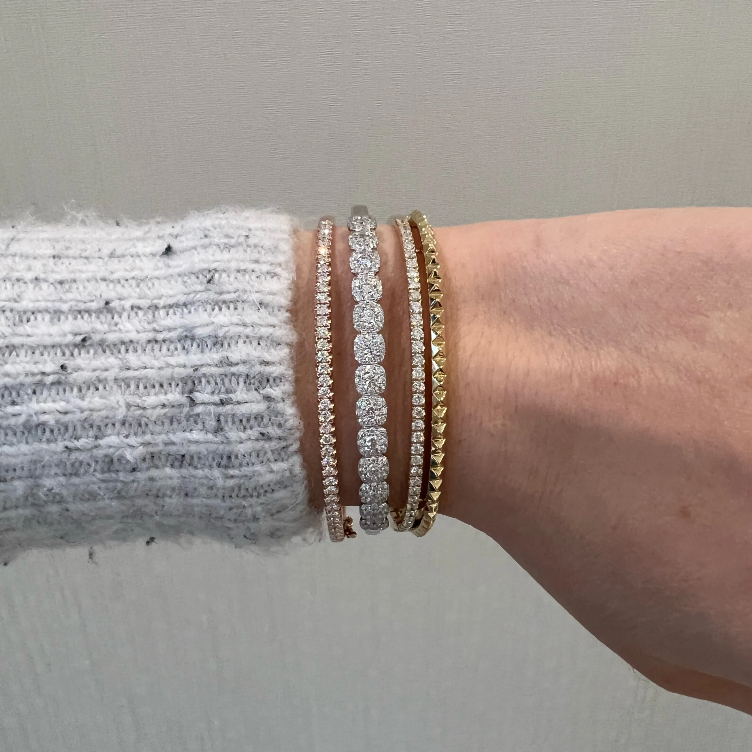 Diamond & Gold Pyramid Bangle
