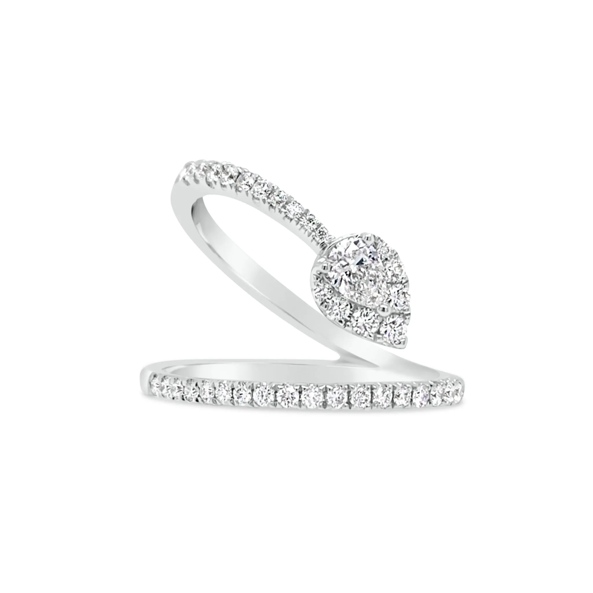 Diamond Wave Ring with Diamond Pear