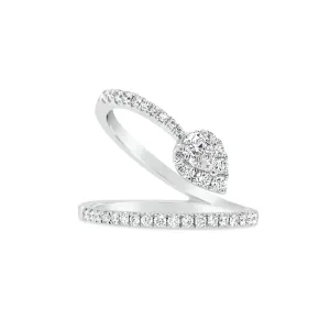Diamond Wave Ring with Diamond Pear