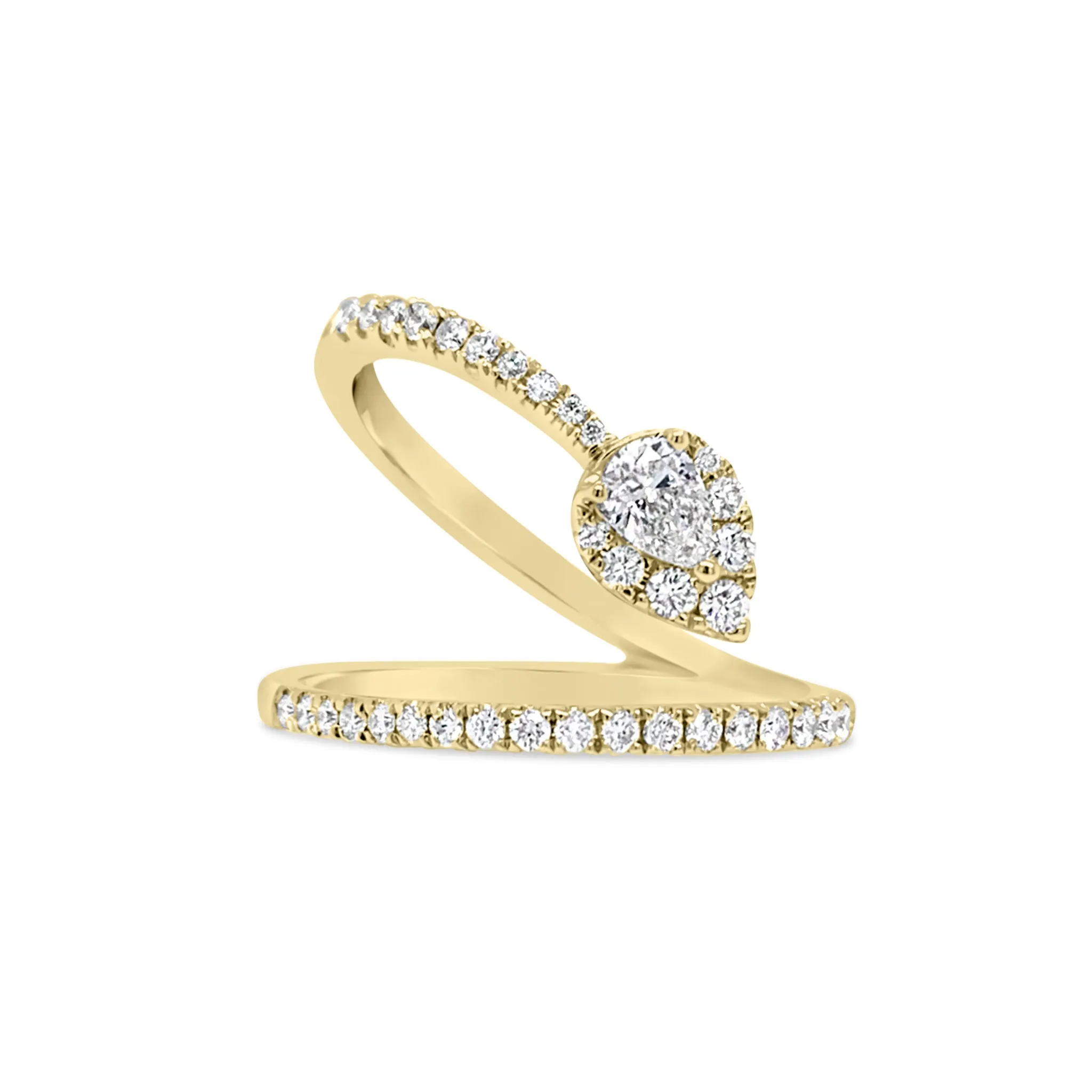 Diamond Wave Ring with Diamond Pear