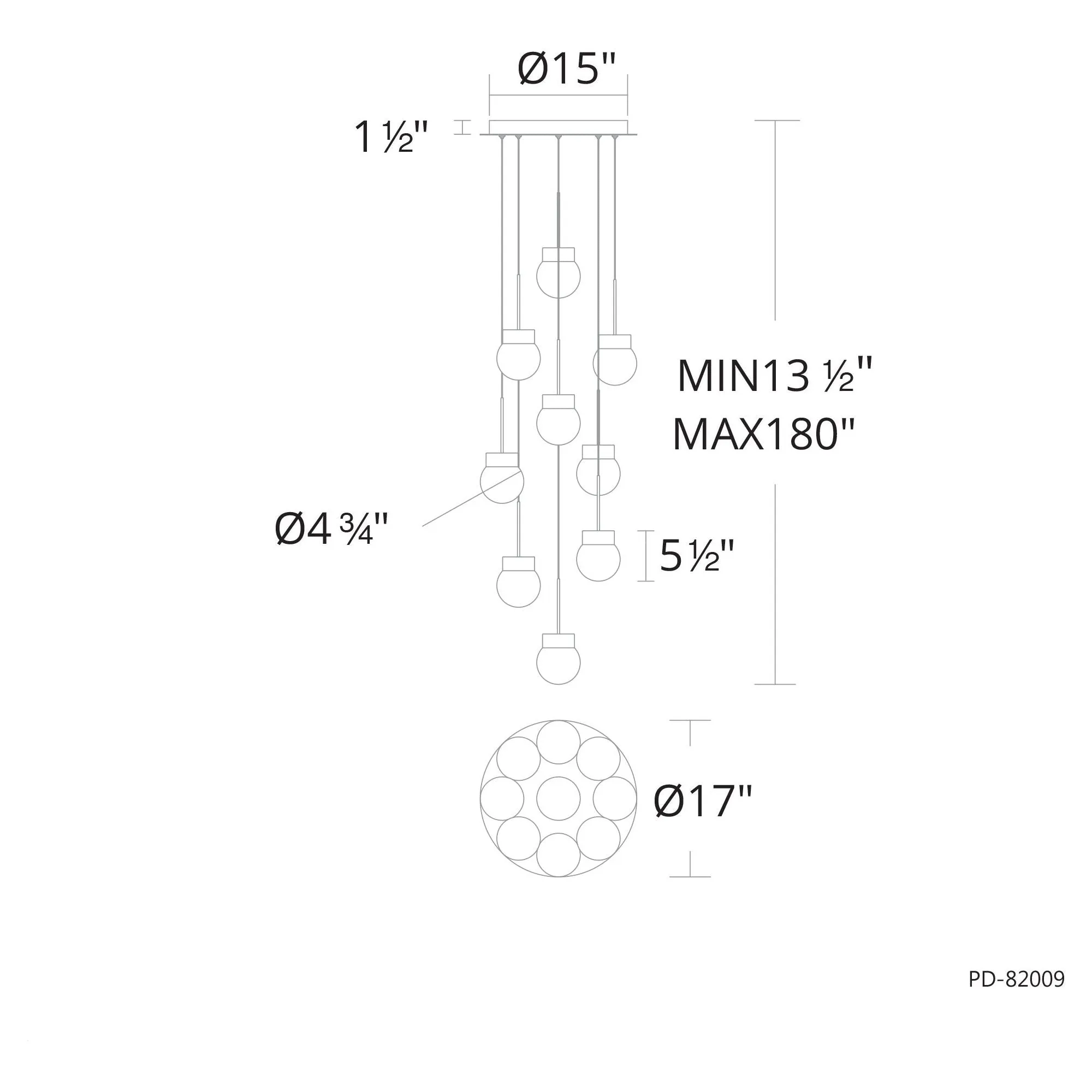 Double Bubble 9-Light 17" LED Round Multi Pendant