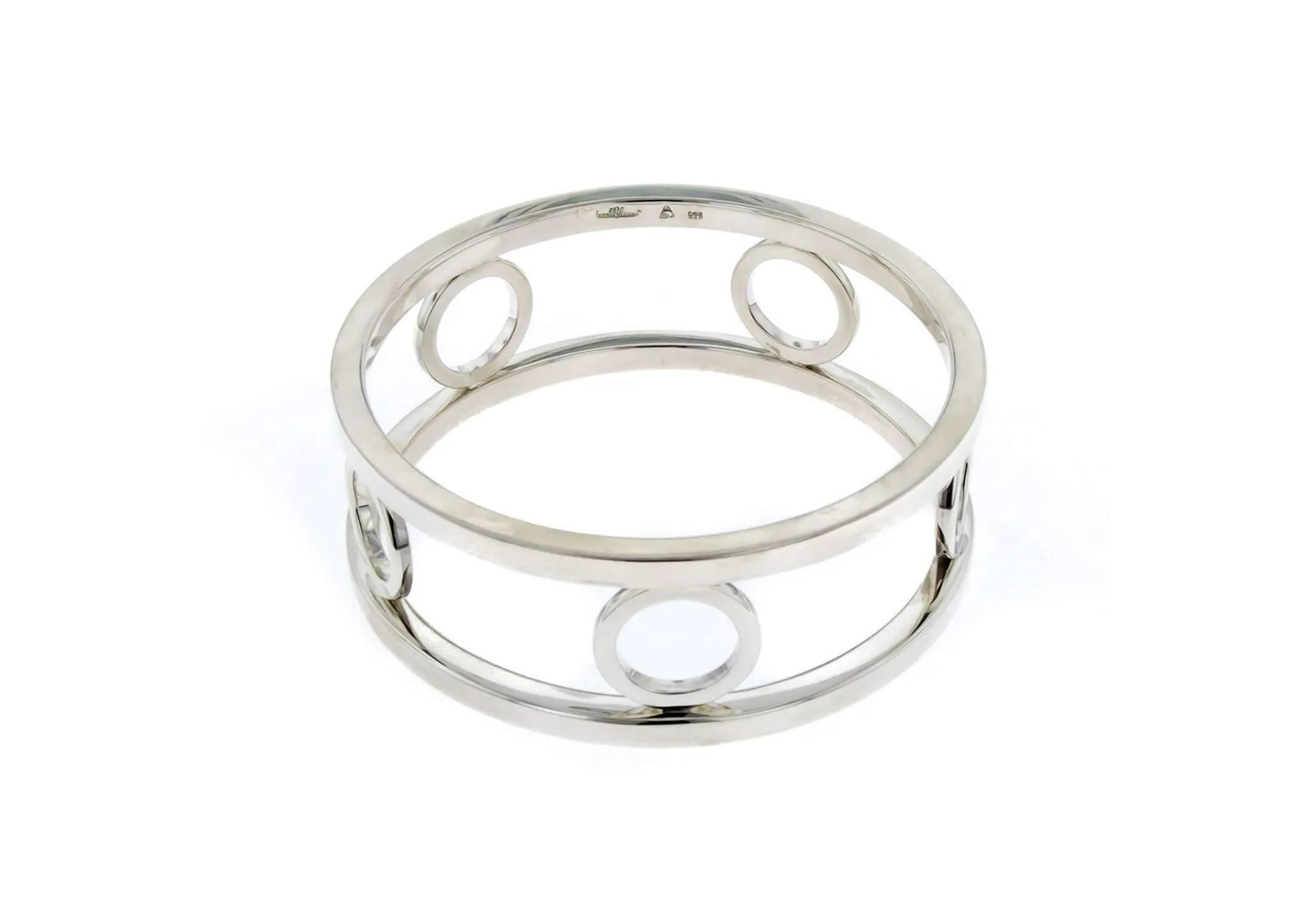 Double Rail & Circles Bangle, Sterling Silver