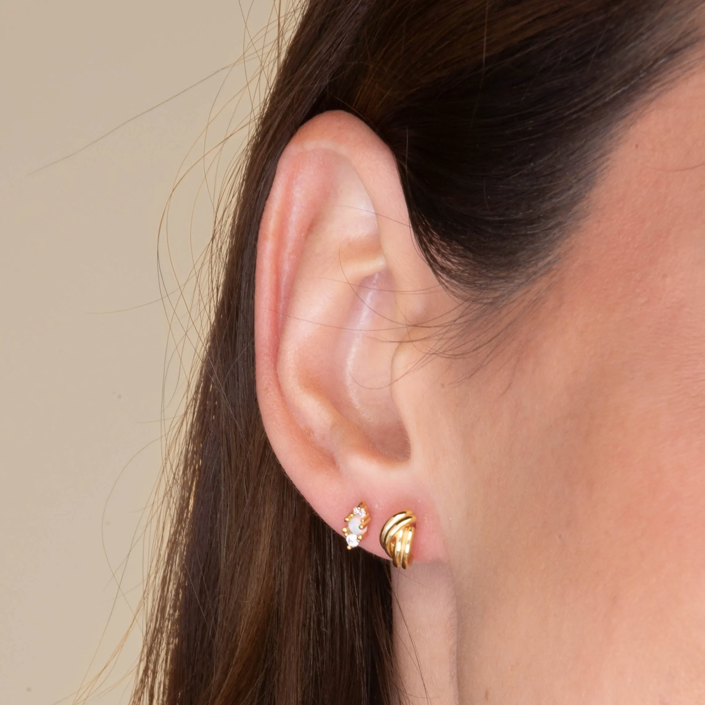 Double Sapphire Opal Flat Back Earrings